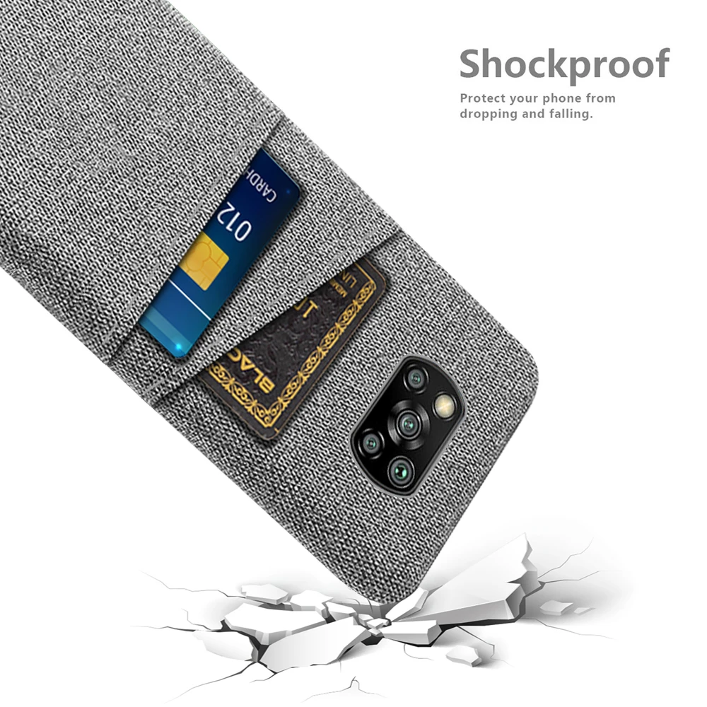 Case For Xiaomi PocoPhone X3Pro Luxury Febric Antiskid Card Slot Holder Cover For Poco X 3 X3 X4 Pro 5G NFC PocoX3Pro Coque Capa