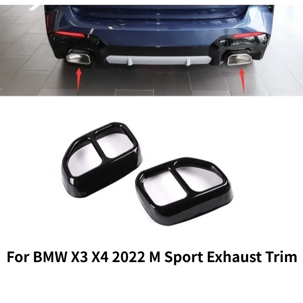 

Накладки на выхлопную трубу из нержавеющей стали для BMW X3 X4 2022 M Sport, глянцевые черные, 2 шт.