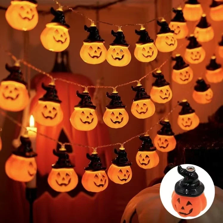 Halloween Led String Lights Orange - Lampu Hias Bentuk Labu dengan Warna