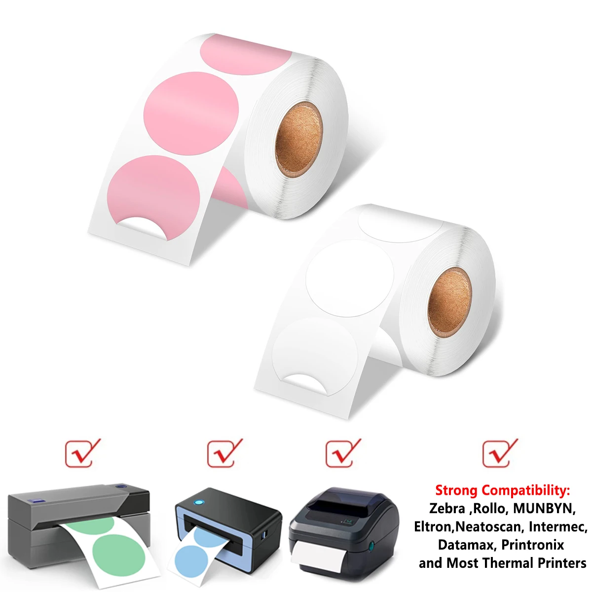 Circle Sticker Labels 2Inch Color Adhsive Label Paper Compatible With Laser Thermal Printer For Product Spice Jar Label Stickers