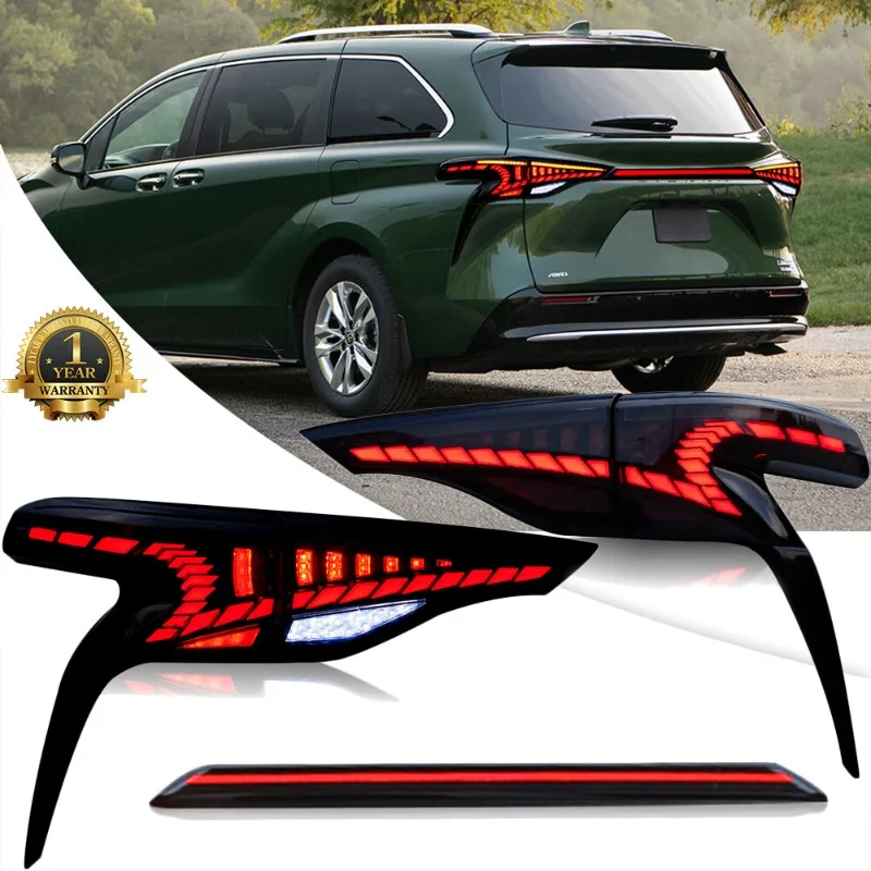 

For Toyota Sienna 2021-2024 Pair LED Tail Lights with Trunk Lamp, Smoked Rear Lamps