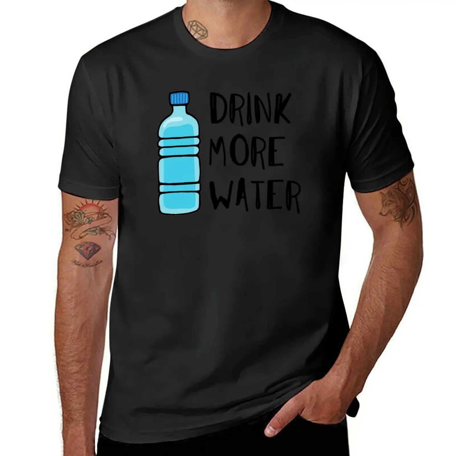 Drink More Water - stay hydrated T-Shirt oversized plus size tops Short sleeve tee blacks Men's cotton t-shirt