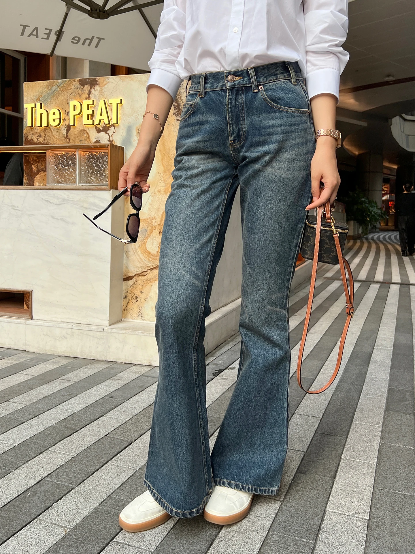 

Джинсы женские с высокой талией и широкими штанинами, синие, из денима, модные, повседневные, весна-лето, новинка