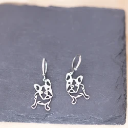 Chandler French Bulldog Earring Cute Animals Dog Hoop Earrings Simple Stainless Steel Jewelry Birthday Party Gift Lady