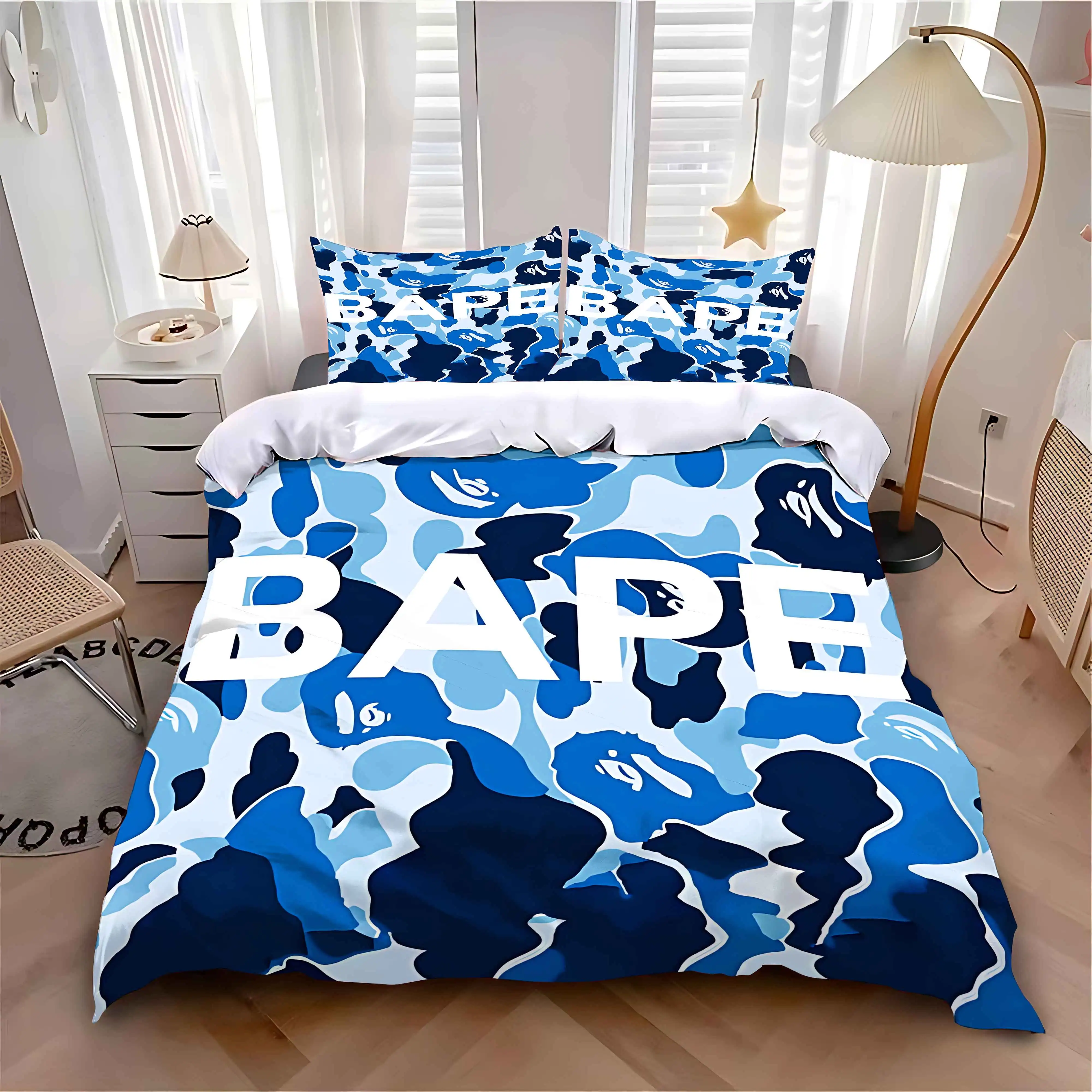 Duvet Cover Pillowcase Bedding Set Adult Boy Girl Bedroom Decoration Children Gift Single Double Large Size B-BAPES