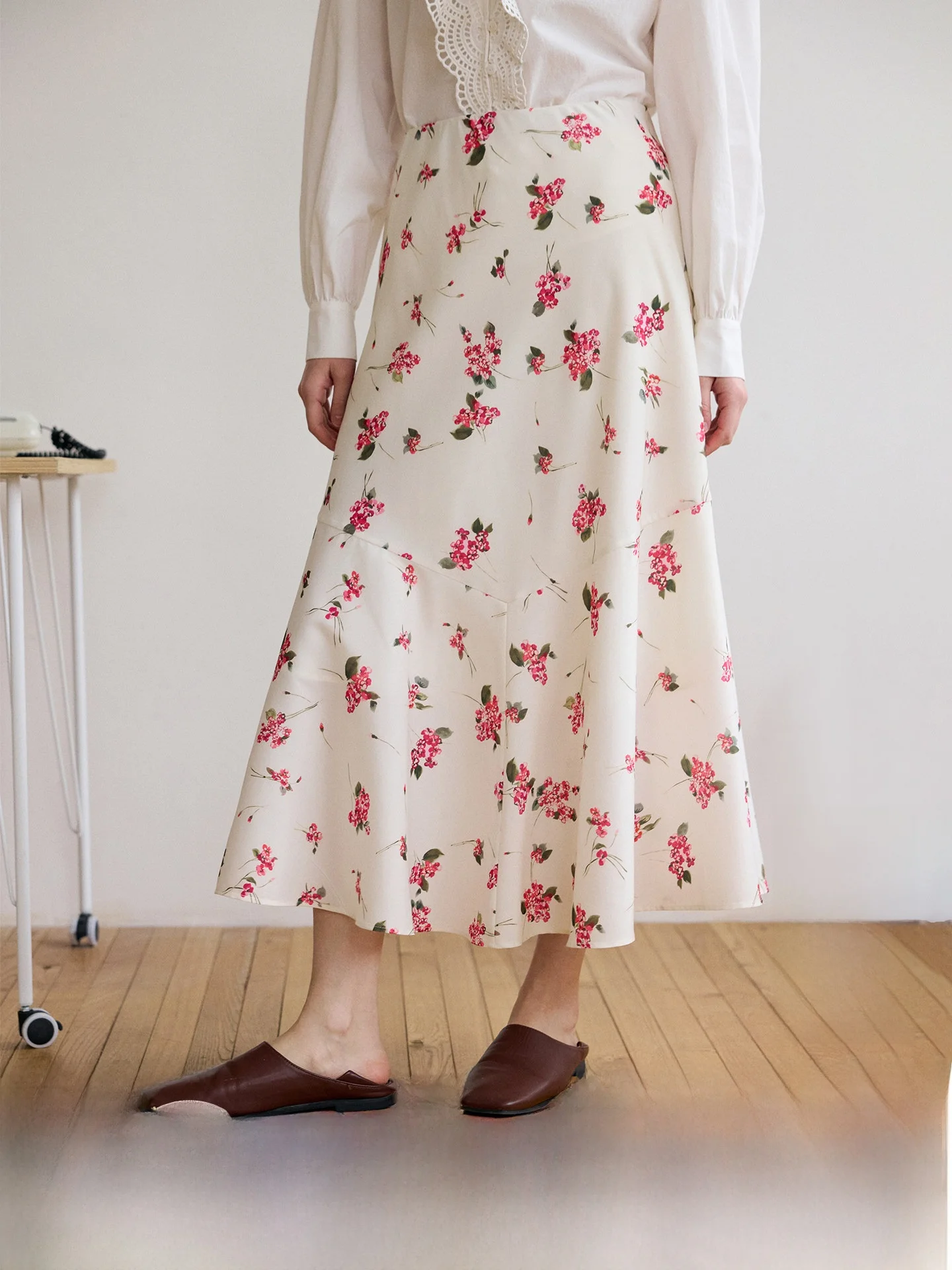 

HeyDress Original Print High Waist Half Skirt Women's Spring Slim Splice Fish Tail Skirt Elegant Floral Skirt Polyester Fiber