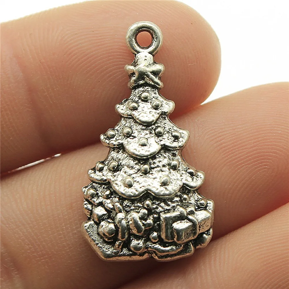 WYSIWYG 4pcs 30x16mm 2 Colors Christmas Tree Charms Pendant For DIY Jewelry Making Handmade Jewelry Craft Findings