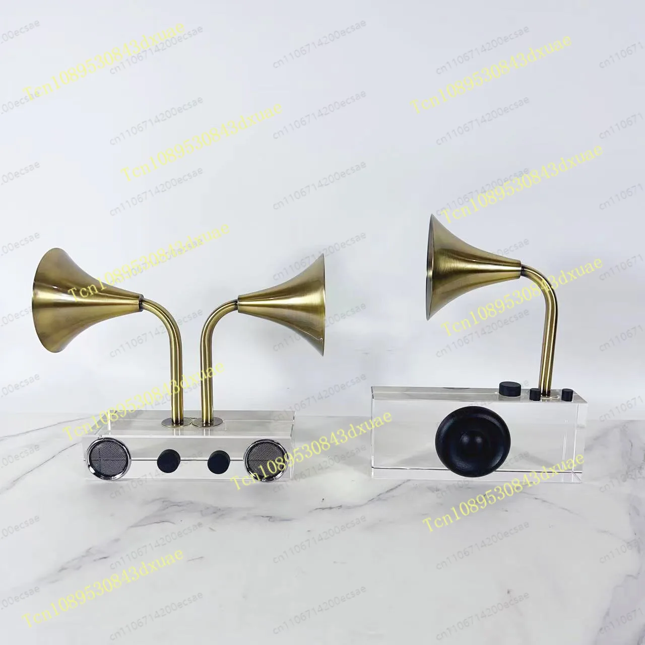 Modern Minimalist Clear Arch Phonograph Crystal Glass Ornament for Living Room, Entryway & Desk Decor