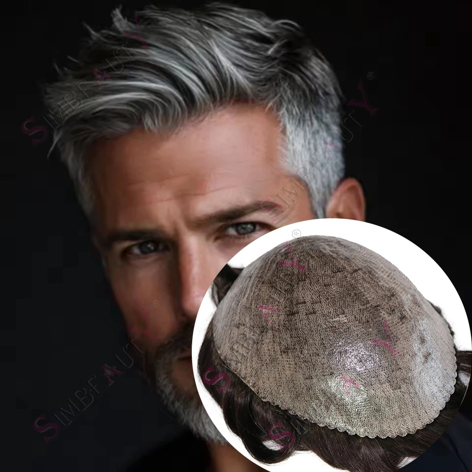 1B80 1b50 رمادي أسود أشقر سوبر دائم رقيقة الذكور البني الرجال الشعر المستعار Microskin باروكة من شعر طبيعي شعري الشعرية الاصطناعية #2