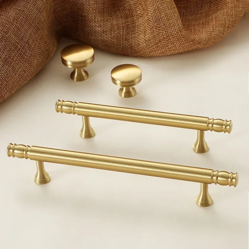 Bedroom Pulls Accessories Wardrobe Kitchen Cupboard Cloakroom Bedside Cabinet Knobs Nordic Brass Long Furniture Hardware Handles