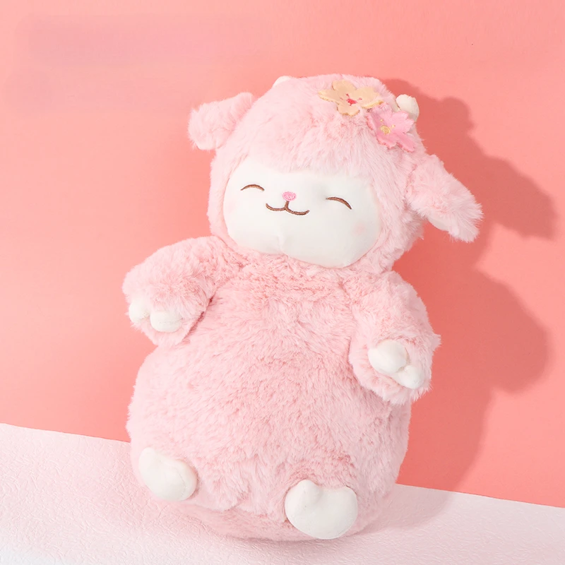 MINISO Sheep Bleat Series Standing Sakura Sheep Plush Doll Soft Stuffed Lamb With Tulip Plushie Toy Cute Gift For Kid Birthday