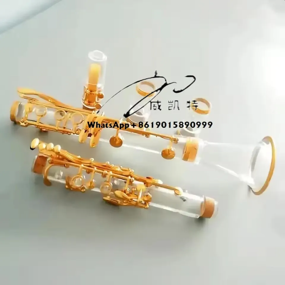 

Manufacture Plexiglass Gold Plated 17 Keys Bb Clarinet Instrument