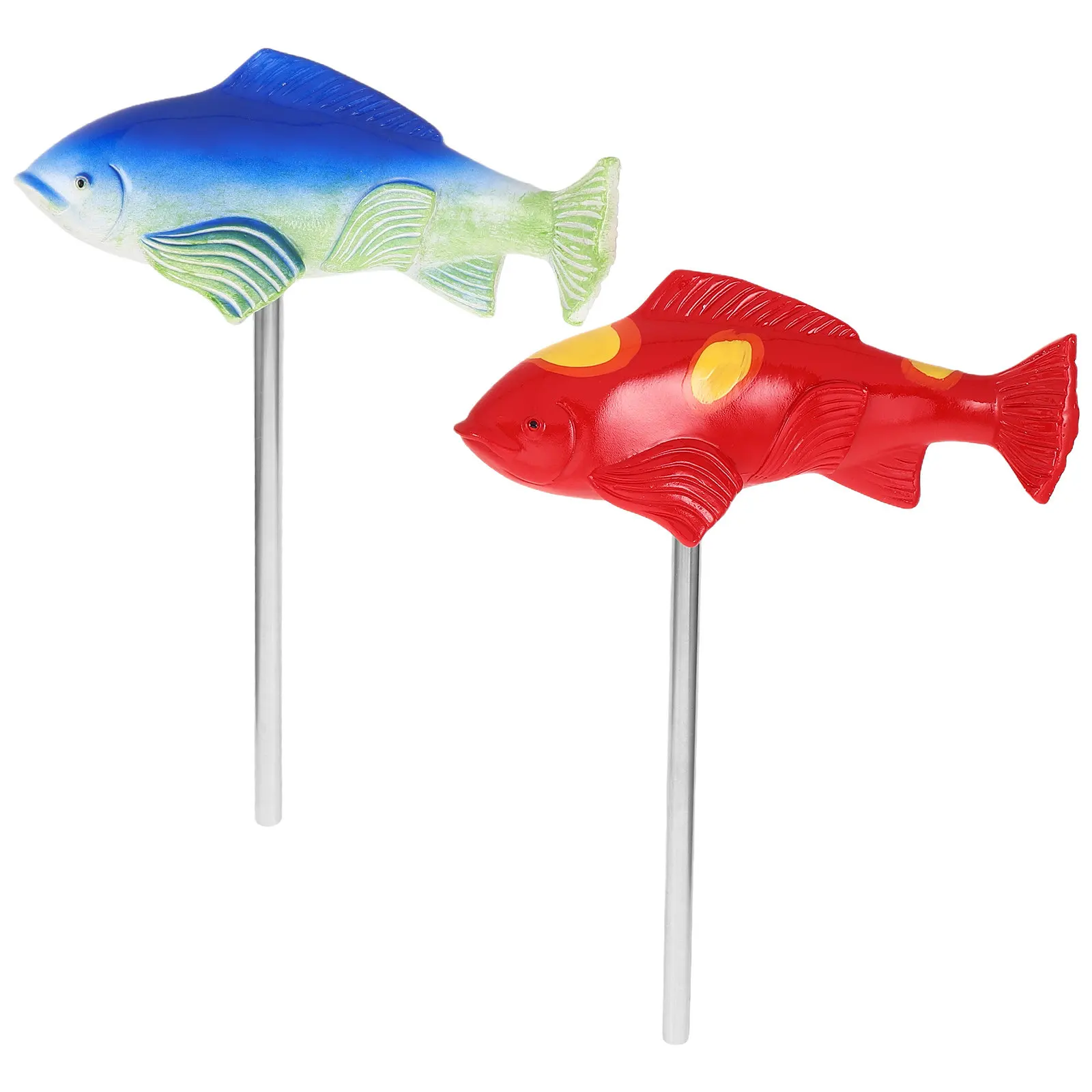 2Pcs Resin Koi Fish Garden Stakes Decorative Carp Lawn Inserts Weatherproof Outdoor Sculpture for Gardens Flower Beds Patios