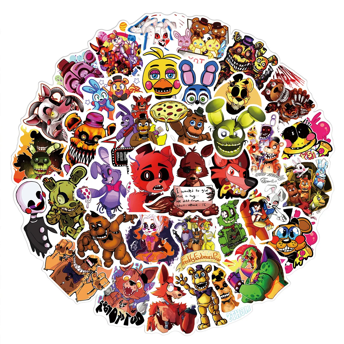 50pcs FNAF Stickers Anime Five Nights At Freddy\'s Animal Bear Foxy Ribbit Waterproof Stickers Kids Christmas Gifts