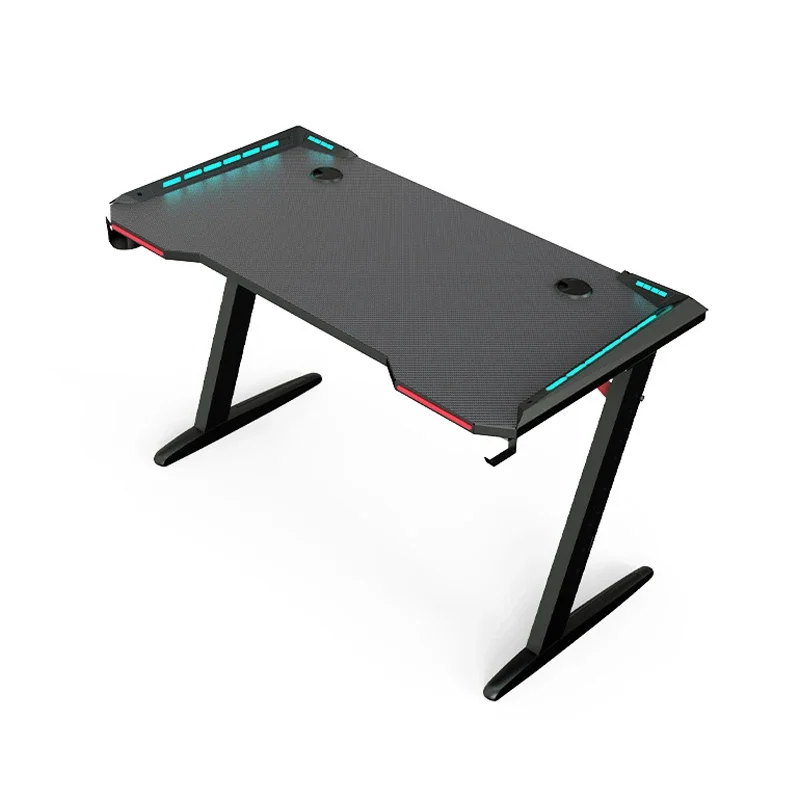 Wholesale Professional Gamer Racing Table Computer Desk with RGB Lights Headphone Hook Cup Holder Modern Metal Design Office Use