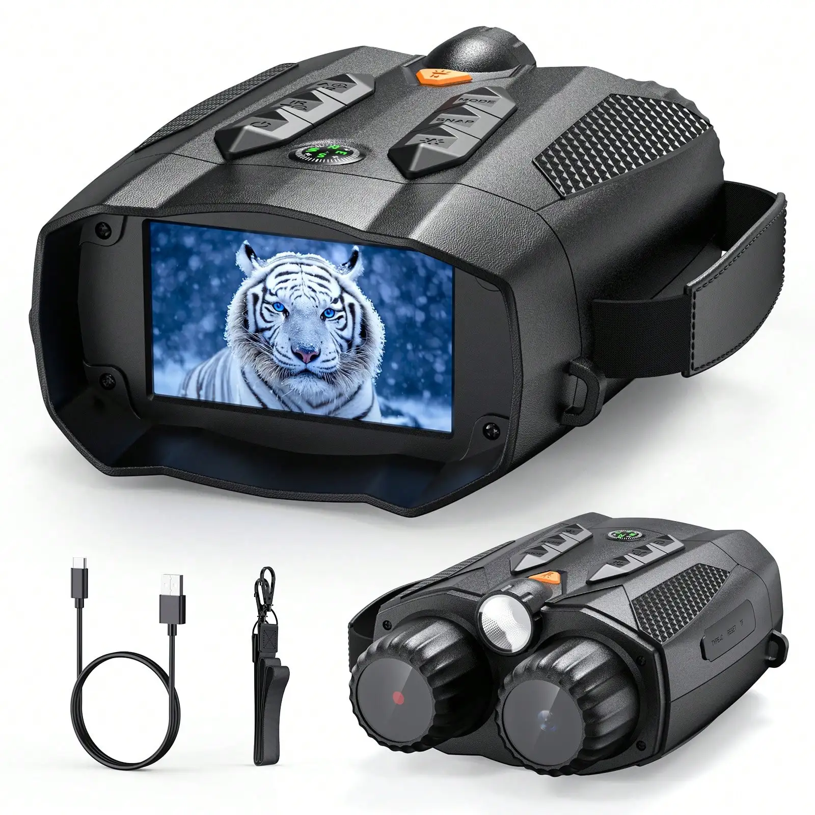 

Цифровые бинокли ночного видения 10x 4K Ultra HD с 3-дюймовым дисплеем и встроенным тактическим фонариком - высокое увеличение