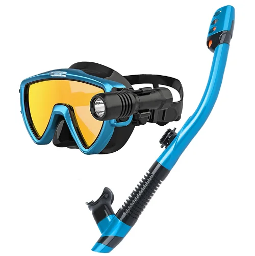

Custom Color Adult Snorkeling & Freediving Diving Mask Snorkel & Flashlight Set Premium Diving Goggles