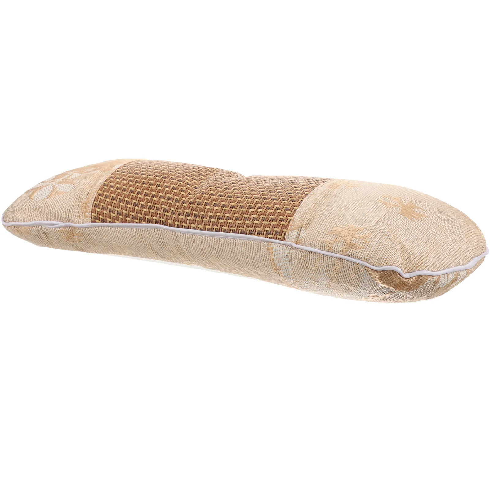 Wormwood Filled Neck Roll Ice Silk Fabric Ergonomic Pillow Cooling Support for Neck and Lumbar Spine Summer Pillow