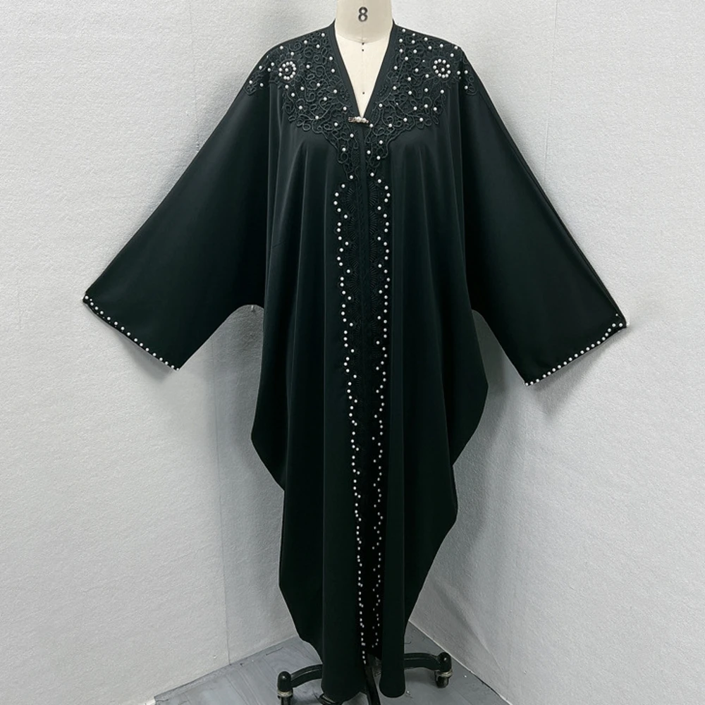 

Ramadan Eid Mubarak Black Open Abaya Kimono Dubai Turkey Islam Muslim Fashion Dress Abayas For Women Kebaya Robe Femme Musulmane