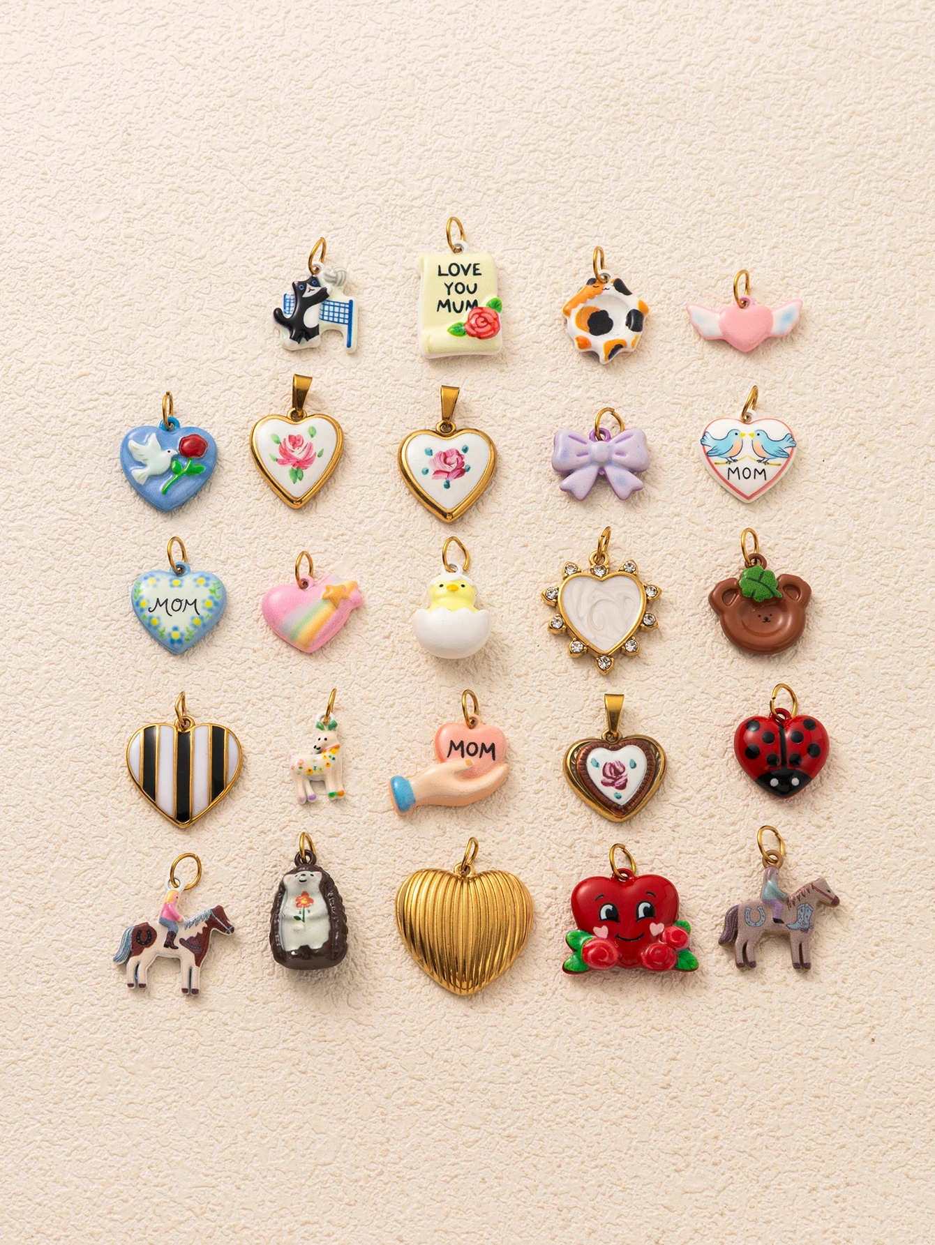 Neue romantische geometrische Liebesblumen-Schleifen-Pony-Igel DIY-Anhänger für Schmuck – Detail 3