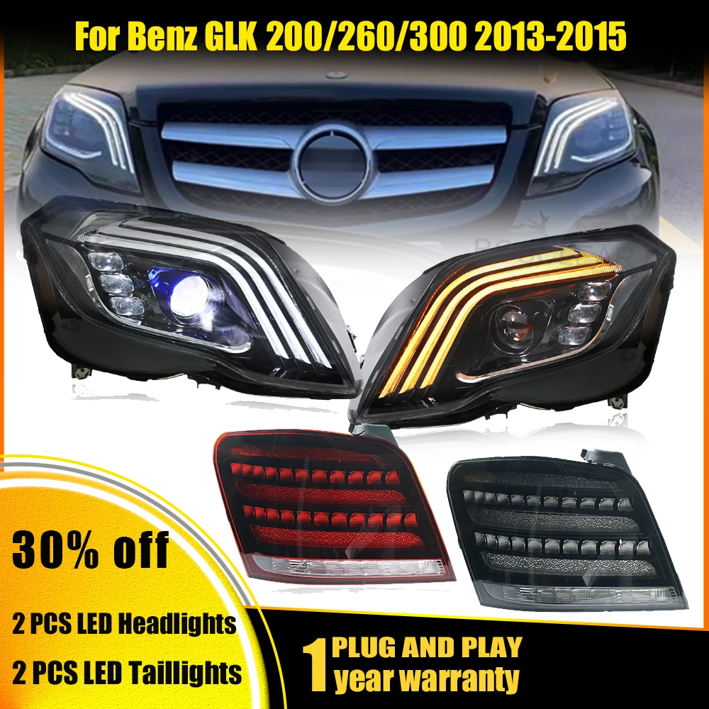 

LED Headlights TailLights Assembly for Mercedes-Benz GLK 200 260 300 2013-2015 TailLight Running Dynamic Turning Rear Tail lamps