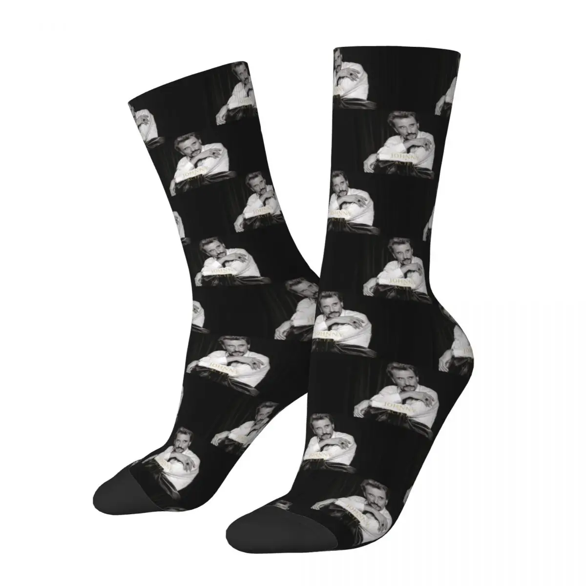 Autumn Winter Hip-hop Unisex Johnny Hallyday Socks Singer Star Breathable Crew Socks