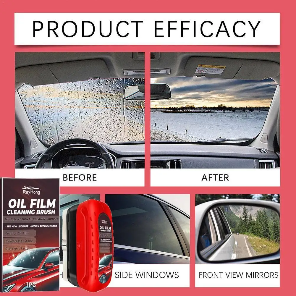 120ml Car Glass Oil Film Brush Remover For Removing Oil Film Stains On The Front Inner Windshield Glass Oil Film Cleaning Brush