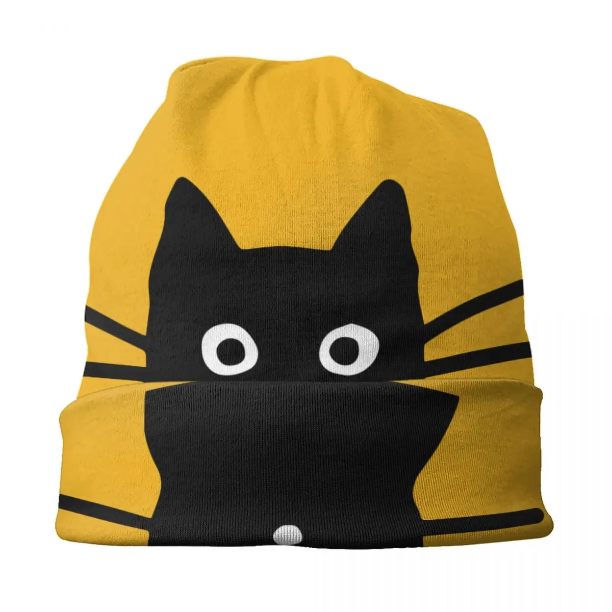 Cute Black Cat Skullies Beanies Caps Streetwear Winter Warm Women Men Knitted Hat Unisex Adult Bonnet Hats