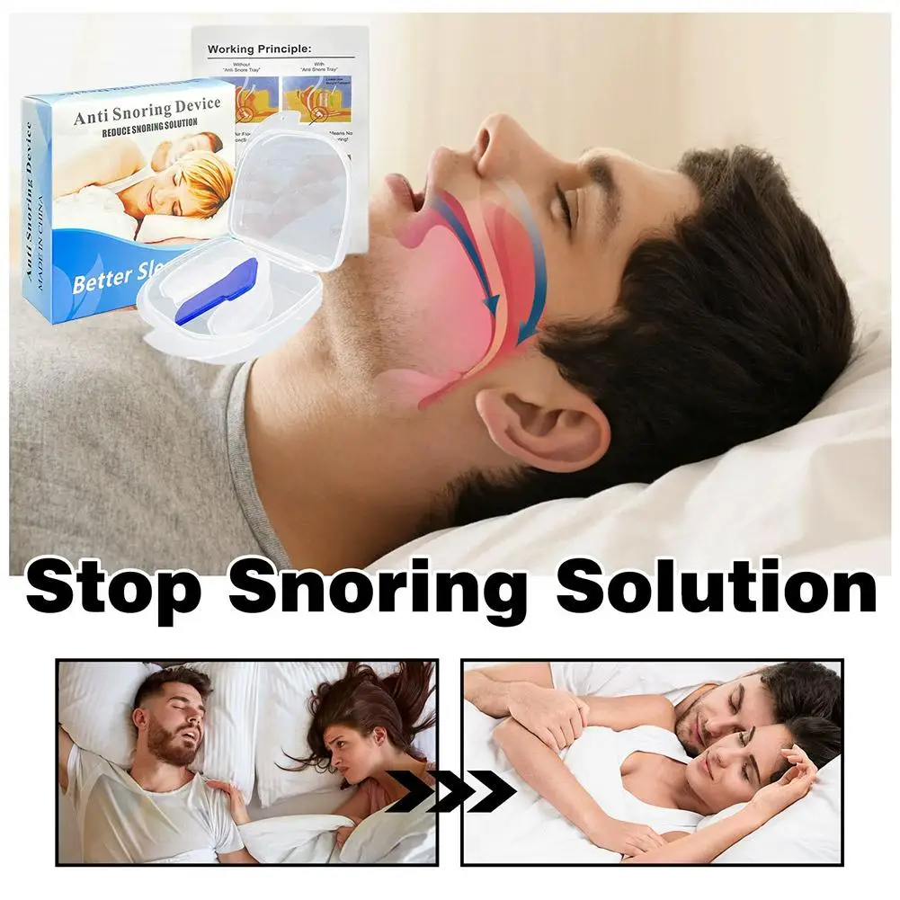1Pc Anti-Snore Tongue Retaining Device Reusable Anti Snoring Mouthpiece Braces Snoring Stopper n Women Night's Sleep