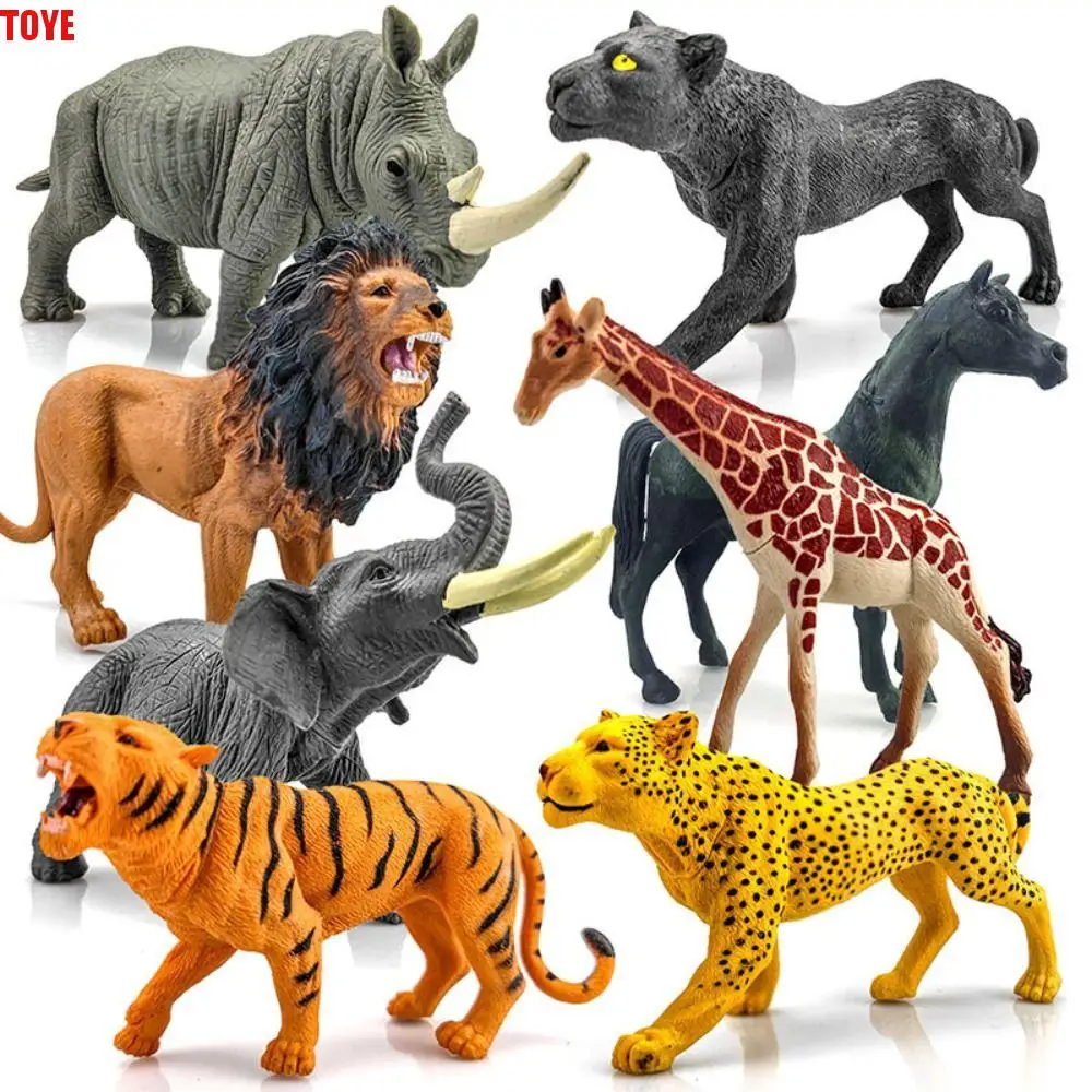 

Artificial Jungle Wild Animal Model Rhinoceros Panther Mini Elephant Model Leopard Polar Bear Simulation Lion Model Toys Kids