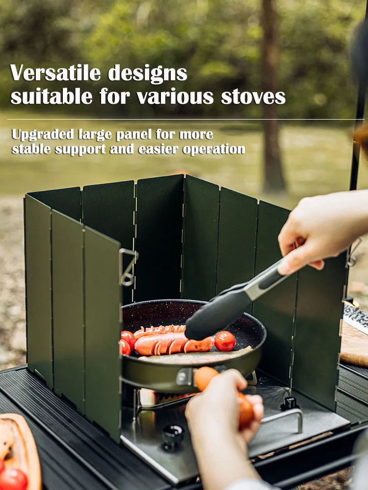 

Folding Stove Windscreen, 10 Plates Aluminum Camping Stove Windshield with Carrying bag, Lightweight Butane Burner Windshield