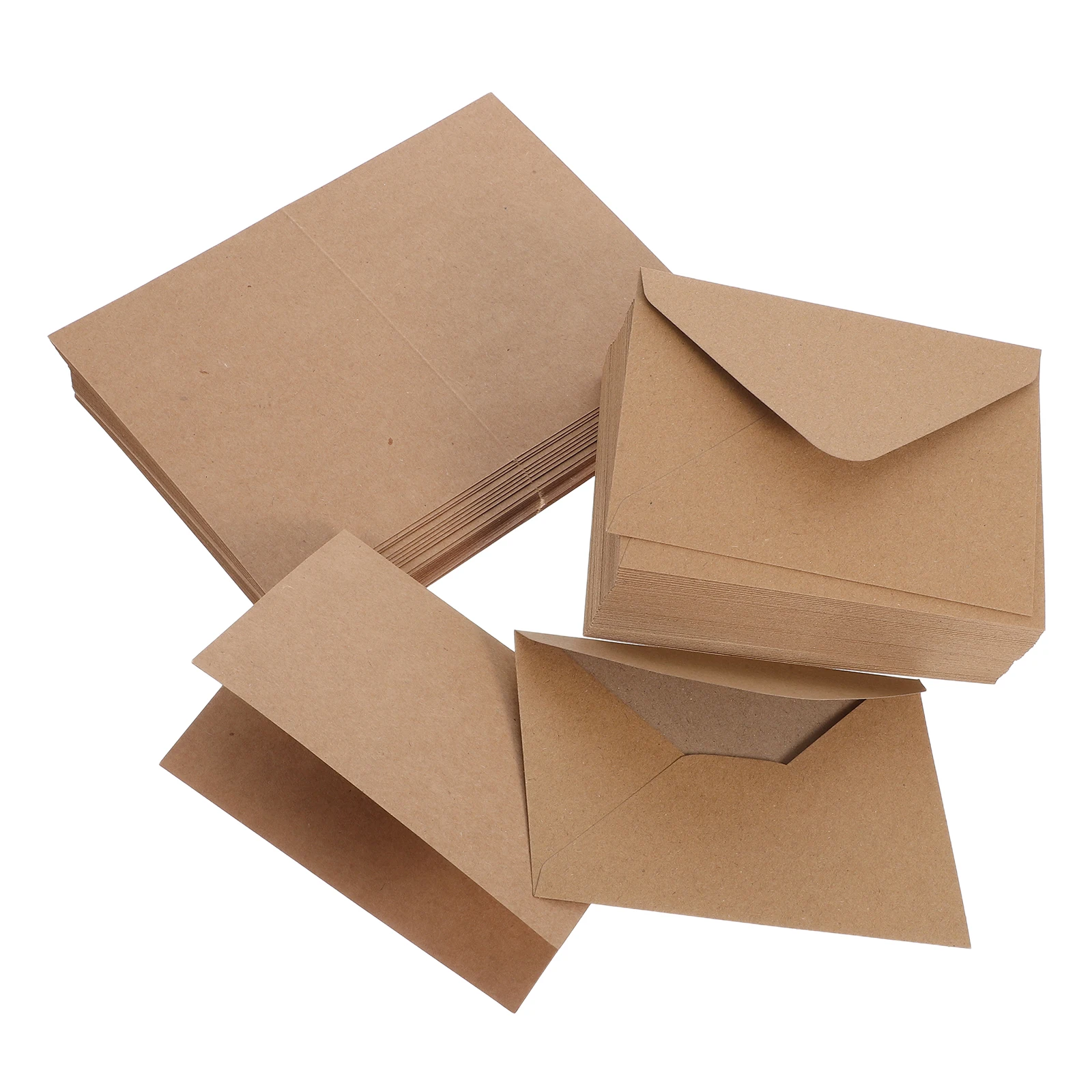 

120 Pcs Envelope Stationery Set Invited Blank Wedding Cards Invitation Postcards Birthday Note Kraft Paper Cardstock Brown