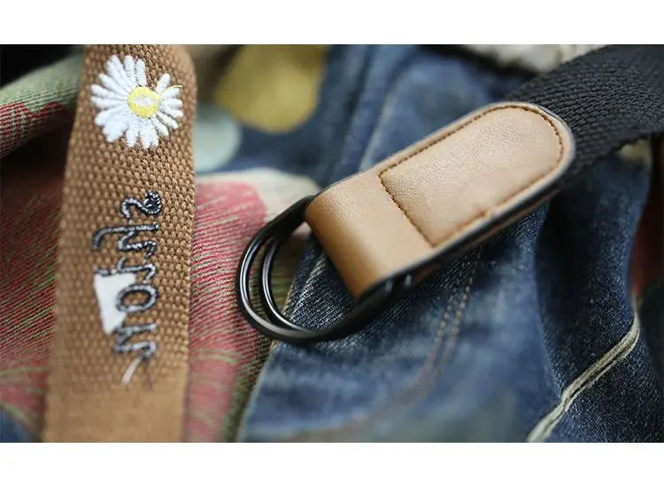 Ethnic Style Painted Denim Shorts for Women Fashionable Wide-leg Versatile Slim and Elastic Waist Five-point Pants