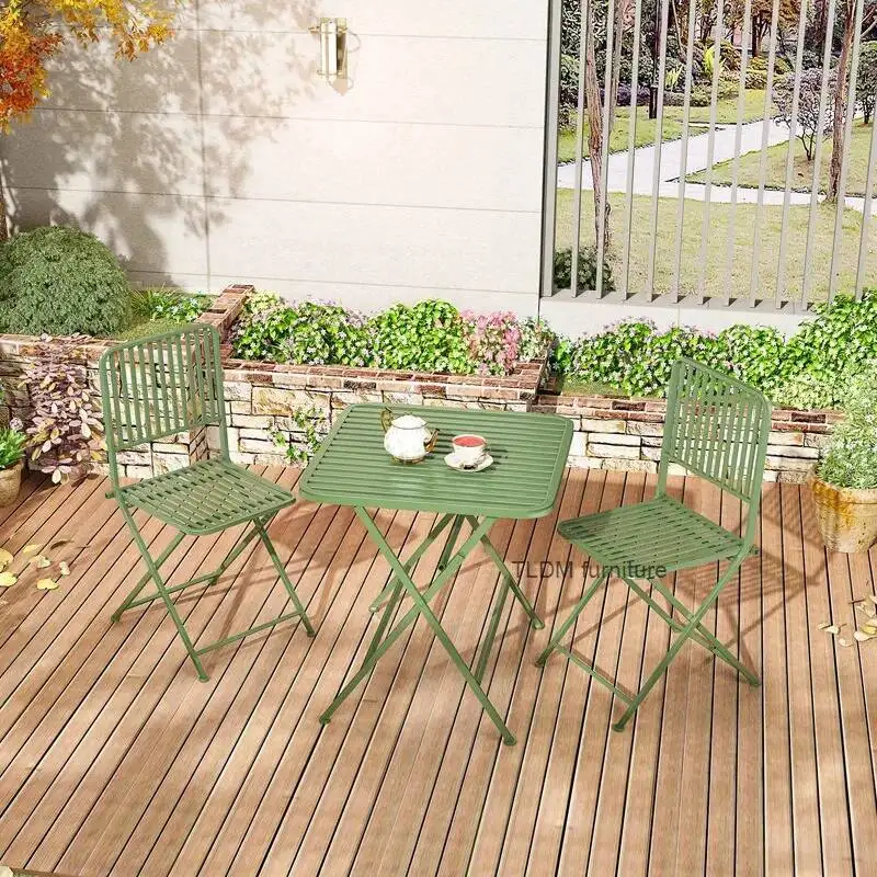 Outdoor Iron Folding Table and Chair Set Ideal for Cafés, Balconies and Patio Relaxation Areas Outdoor Furniture Set Patio Chair