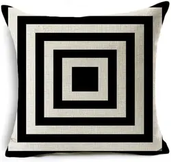 Modern Geometric Style Throw Pillowcase Black and Beige Stripes Cotton Linen Square Home Decoration Cushion Cover nordic