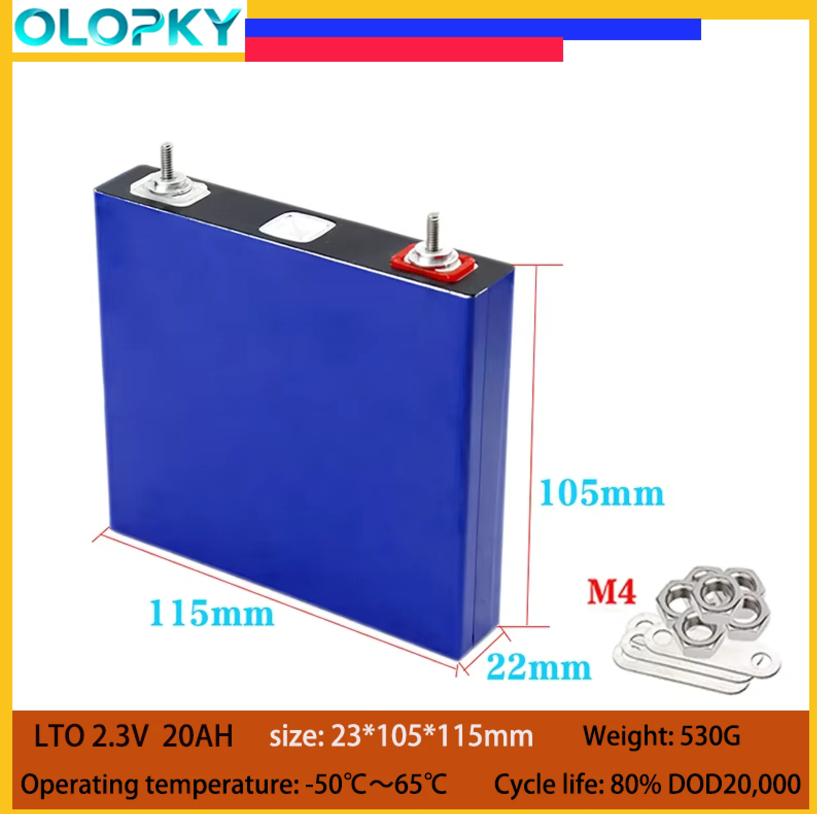 2.3V 20Ah 30C  discharge Lithium Titanate LTO car battery starter  Battery DIY 12V 24V 36V  Motorcycle Speaker Car motor Cell
