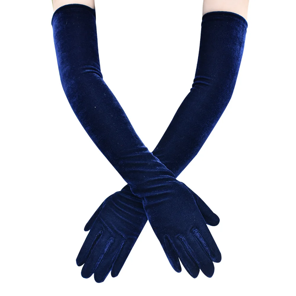 

Женские удлиненные перчатки из золотистого вельвета для осени и зимы, теплые вельветовые перчатки в стиле ретро для вечерних нарядов, перчатки для чхонсама
