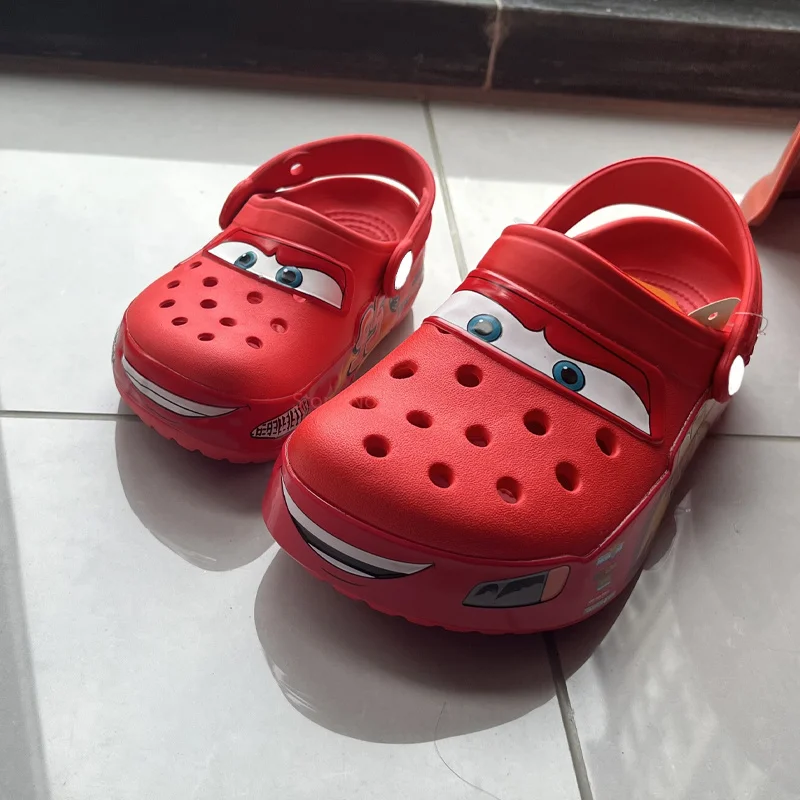 

NEW Disney Lightning Mcqueen Shoes Led Lighted Car Kids Slippers Animation Children Beach Sandals Boys Girl Gift