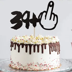 1pc Glitter Black 40th Birthday Take Decorations, perfectas para cuarenta años de cumpleaños, 40 aniversario o 40 fabulosos (negro-39+1) 10 mejores ventas de 40 cumpleaños Topper - №4