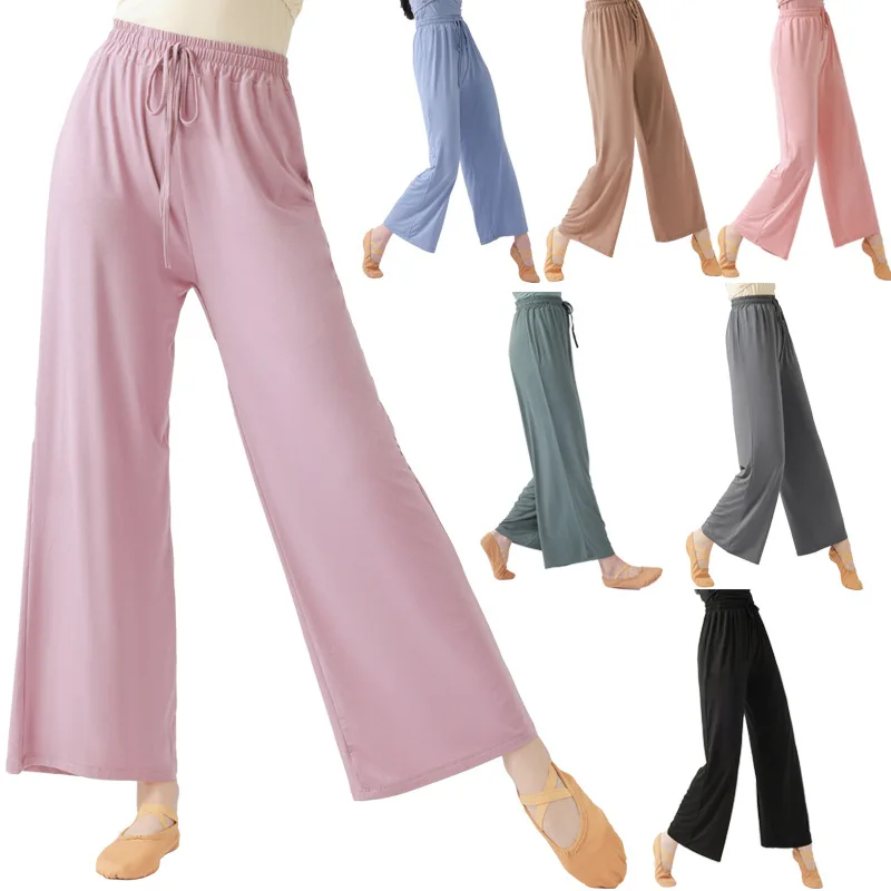 

Modal Wide Leg Pants with High Waist and Straight Leg Modern Dance Practice Pa nts Classical Dance Yoga Pants