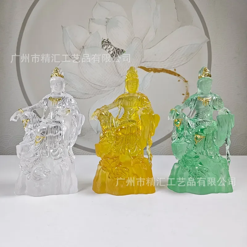 Antique Glazed Zizai Guanyin Statue Chinese Bodhisattva Figure Home Decor Feng Shui Ornament Ceramic Buddha Sculpture Gift