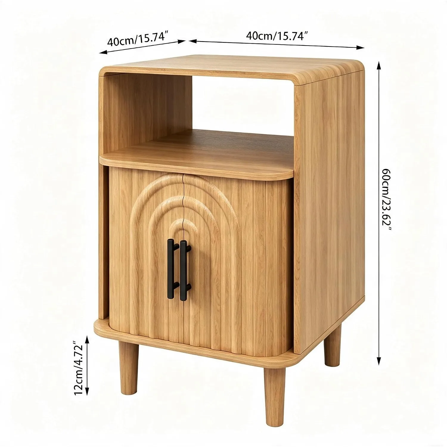 Mid Century Modern Nightstand Set of 2, End Table with Door, Side Table