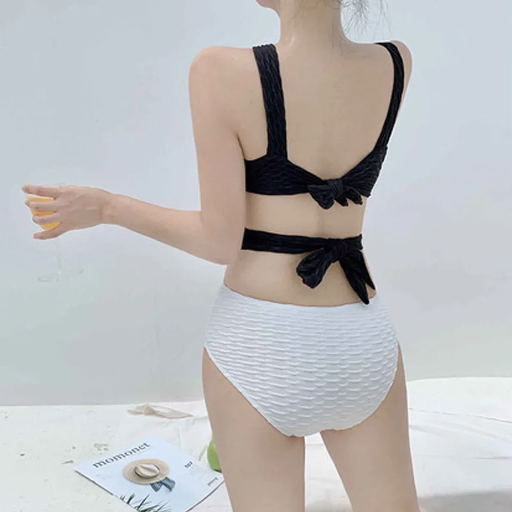 2024 New Halter Sexy Korean Swimwear Women Hollow Out One Piece Swimsuit Female Backless Bathing Suit Padded Beachwear Black