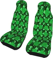 2 PCs St. Patricks Day Shamrocks Car Seat Covers for Unisex,Universal Auto Front Seats Protector Fits for Car Sedan Truck