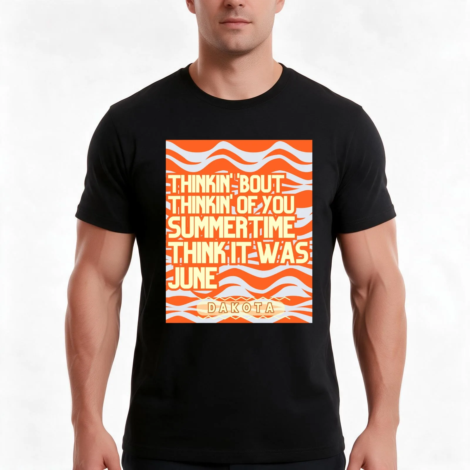 Dakota T-Shirt, Summer Casual Cotton Tee, Oversized Streetwear Tops, Vintage Graphic Print, Loose Fit Short Sleeve, 100% Cotton