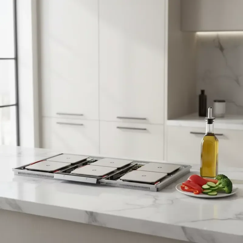 Suitable for RUHO Hidden Induction Cooker 6 Burners Built-in Stove for Granite Marble Quartz Stone Countertops Invisible Hob