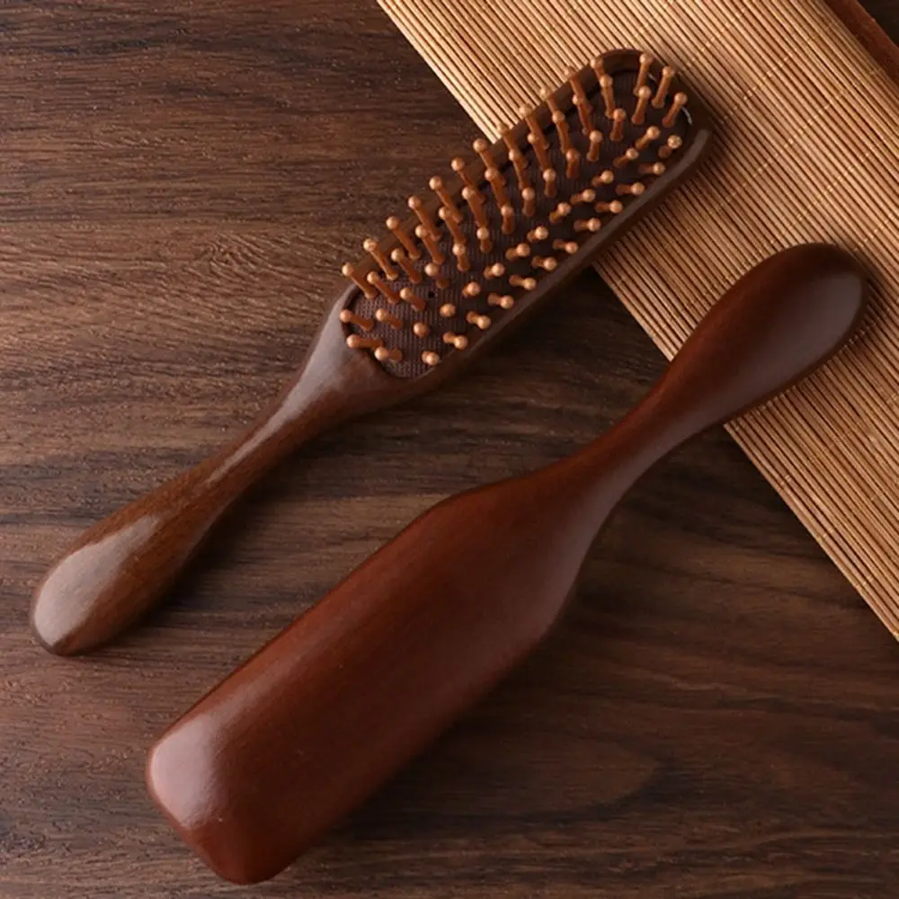 

Антистатическая деревянная массажная расческа для расслабления кожи головы с широкими зубьями на воздушной подушке, расческа ручной работы из натурального дерева сандалового дерева, массажер для кожи головы