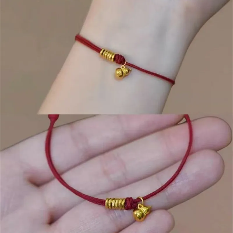 1 piece Good Luck String  Red Rope Gourd Pendant Simple Lucky Ring Hand Rope Friendship Bracelet Charming Jewelry Accessories