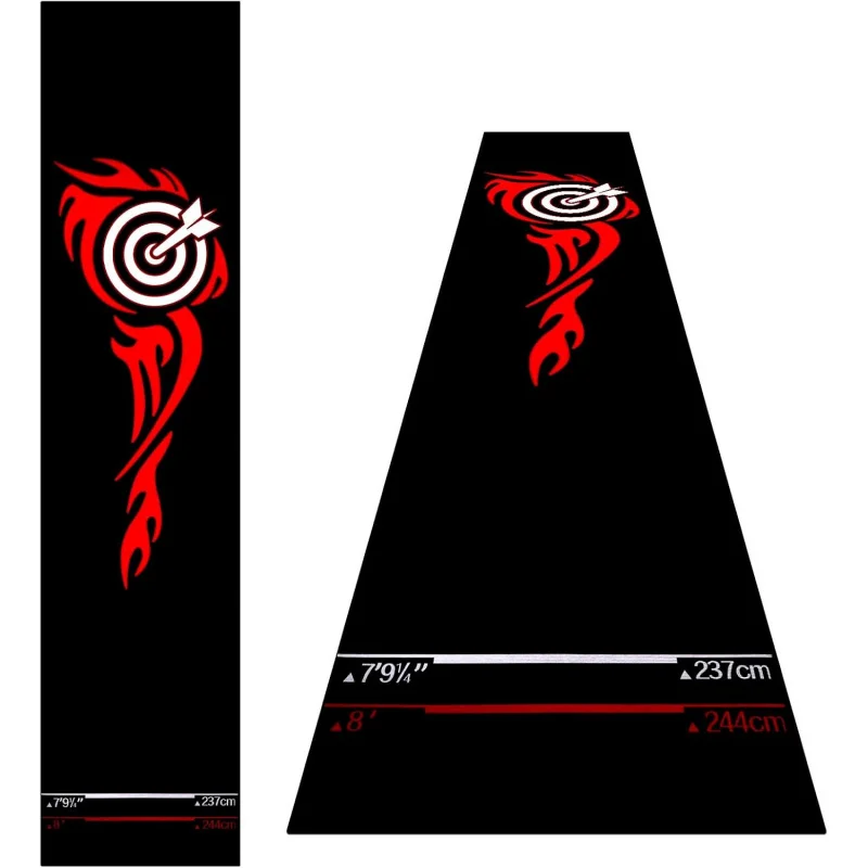 VIKAMA Flame Dartboard-Printed Dart Lane Mat: Stylish, Trendy, and Non-Slip Mat for Game Rooms and Bars—Ideal for Dart Games