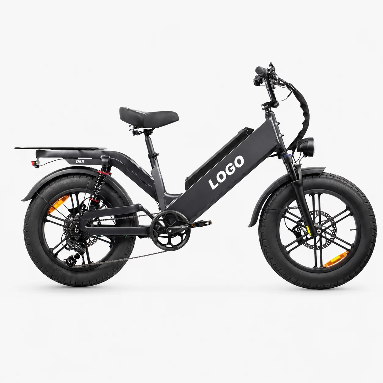 Custom D55 Electric Bike 20inch Fat Tire 48V 250W-1000W Aluminum Frame 7-Speed Full Suspension Disc Brake E-Bike image 4